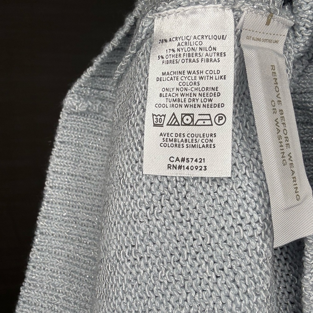NWT Ann Taylor Metallic Silver Crewneck Sweater Size Medium - Picture 3 of 5